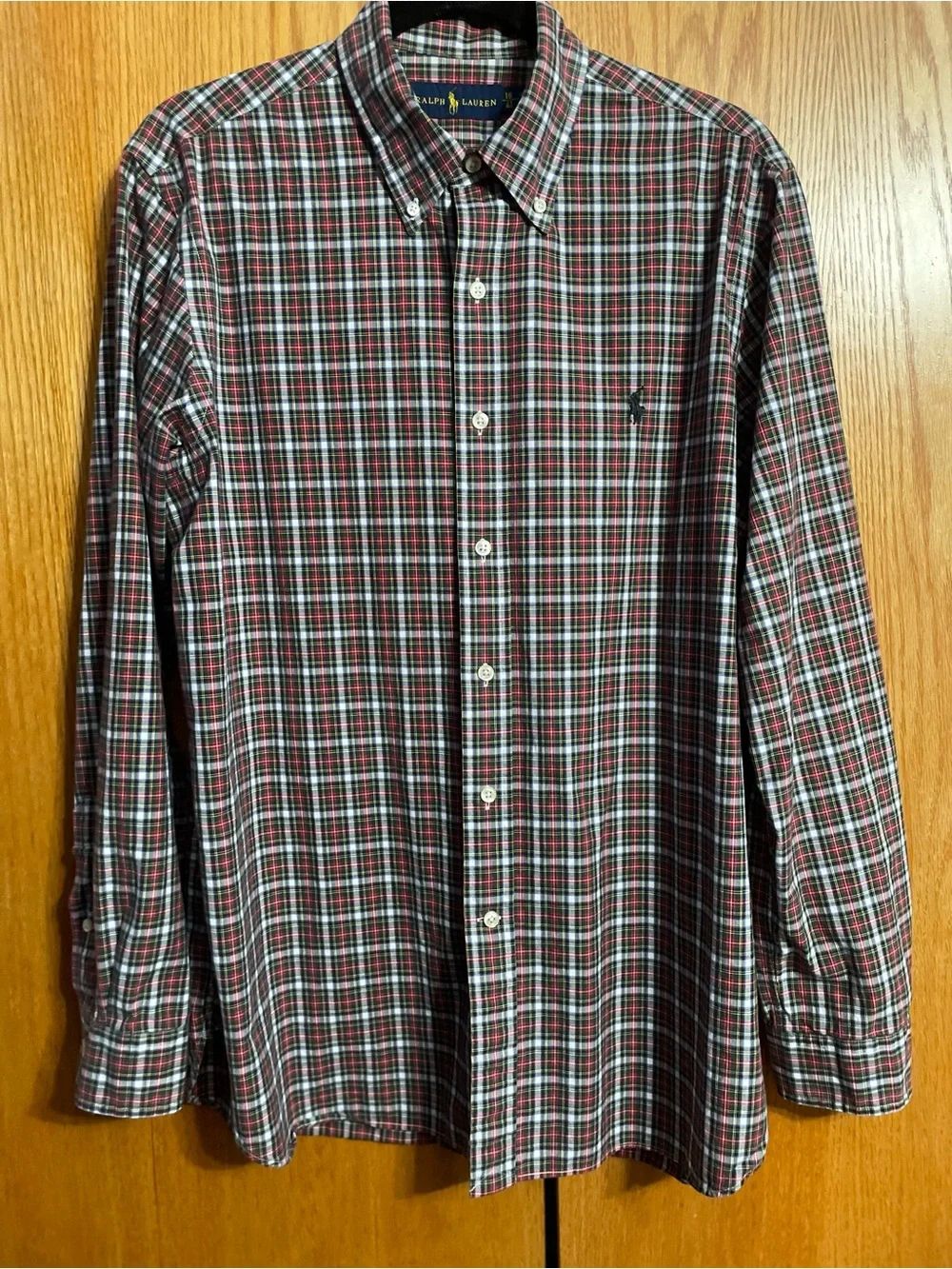 Ralph Lauren Red Green and White Plaid Button-Down Shirt